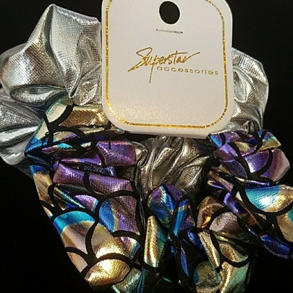 NWT Set of 2 Metalic Hair Scrunchies